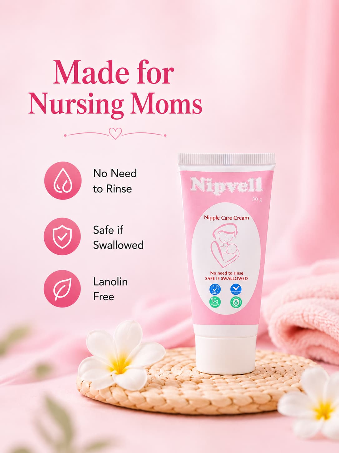Nipvell cream — vitamin E and aloe vera for sensitive skin
