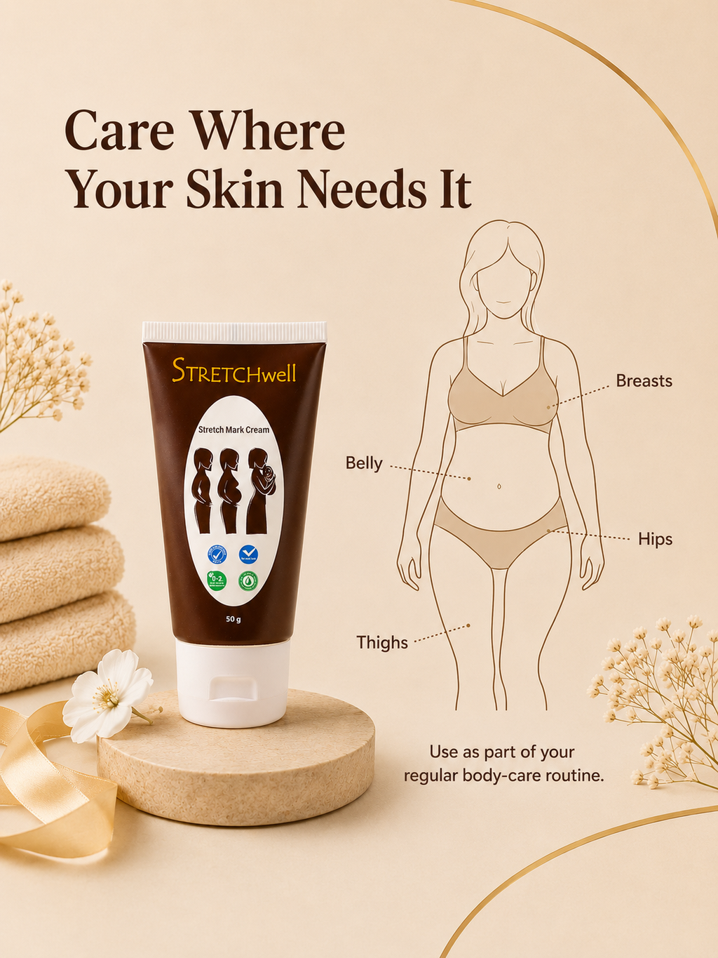 Stretchwell moisturising cream — daily application guide
