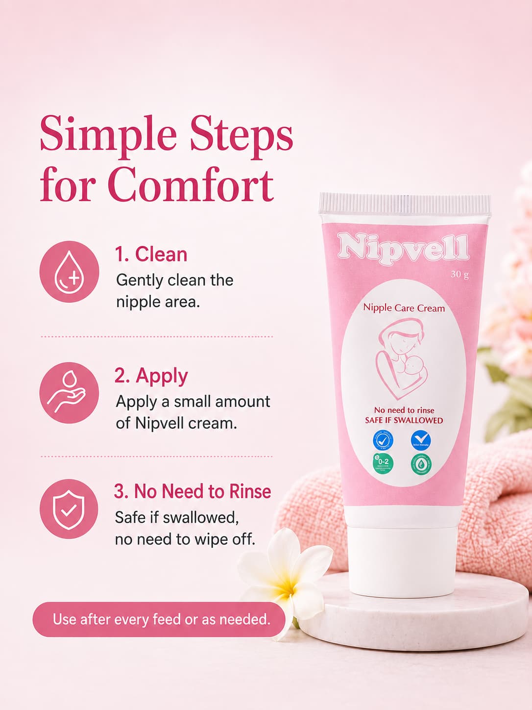 Nipvell 30g tube — compact size for home or travel