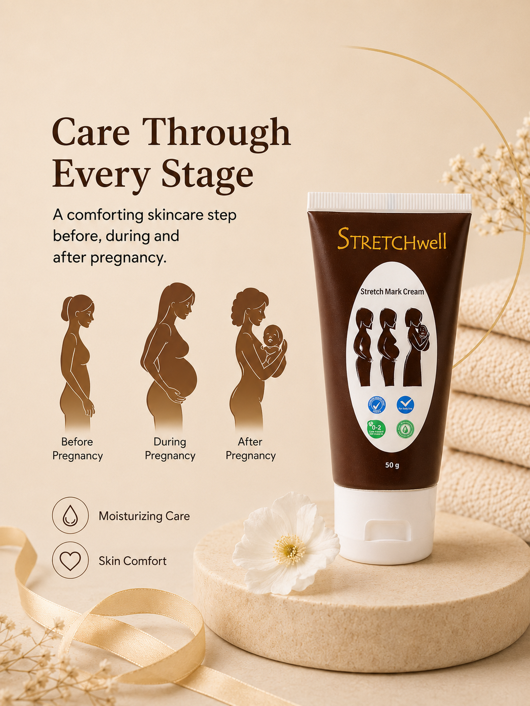 Stretchwell skin care cream for pregnancy and after