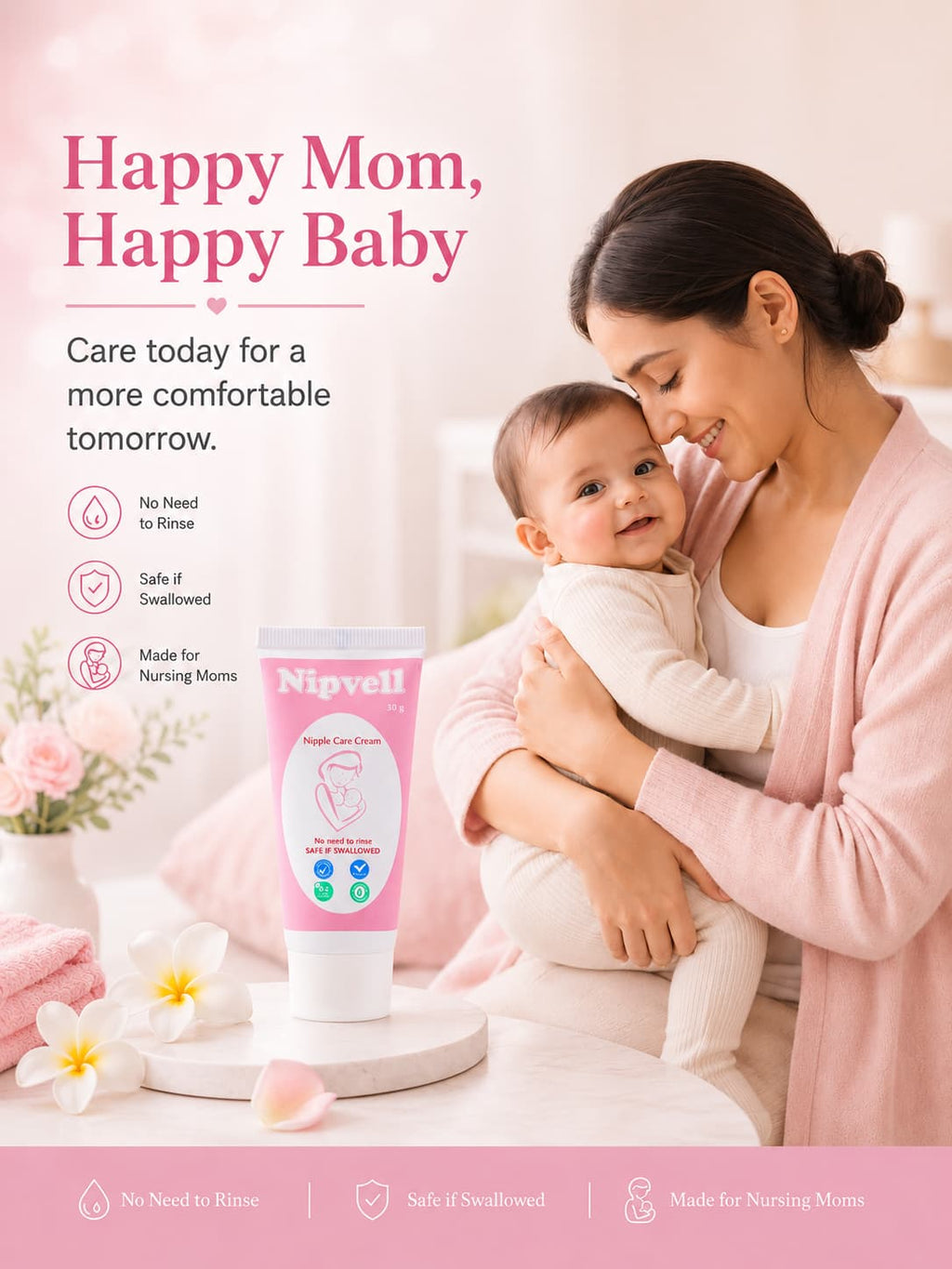 Nipvell nipple care cream — gentle ingredients, daily care