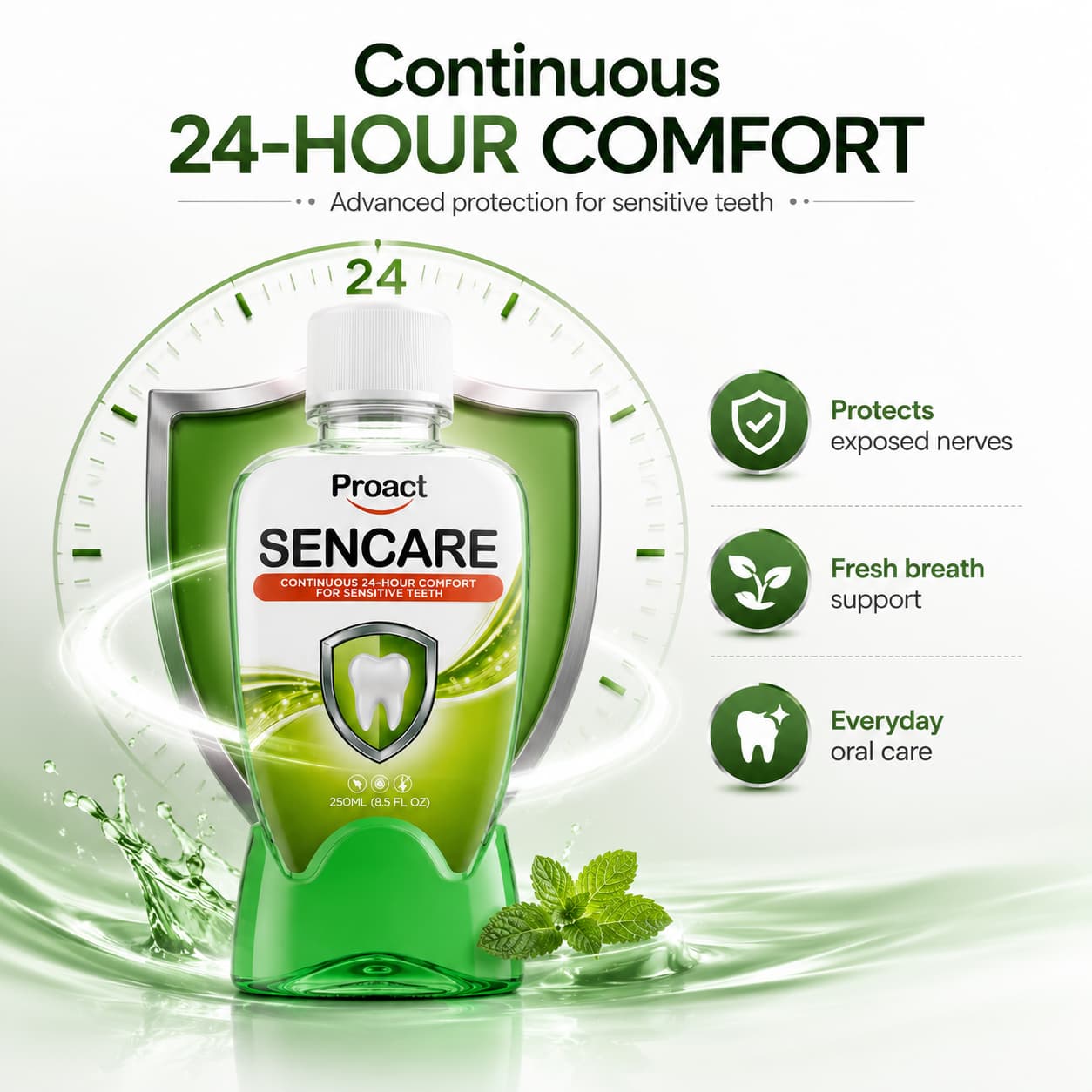 Proact Sencare mouthwash — daily sensitivity-care routine