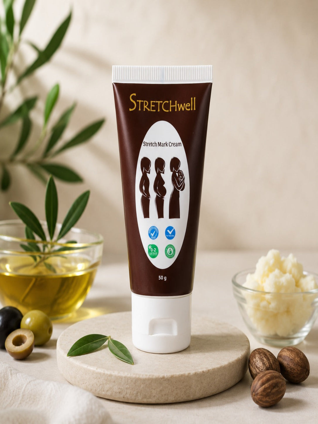 Stretchwell pregnancy skin care cream 50g tube — main product shot